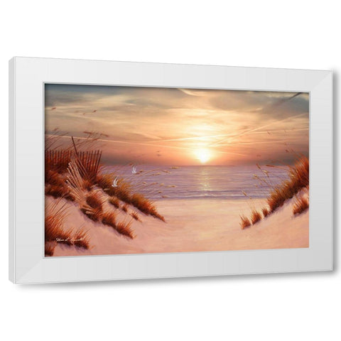 Dunes White Modern Wood Framed Art Print by Romanello, Diane