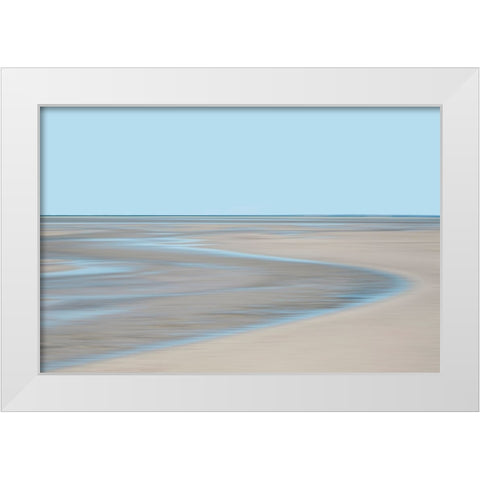 Blue and Beige Beach 1 White Modern Wood Framed Art Print by Ryan, Brooke T.