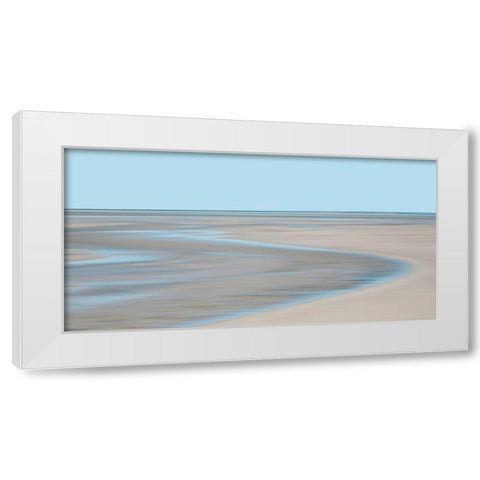 Blue and Beige Beach 2 White Modern Wood Framed Art Print by Ryan, Brooke T.