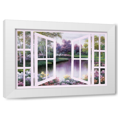 Springtime Symphony Door White Modern Wood Framed Art Print by Romanello, Diane