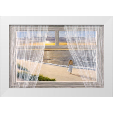Morning Walk White Modern Wood Framed Art Print by Romanello, Diane