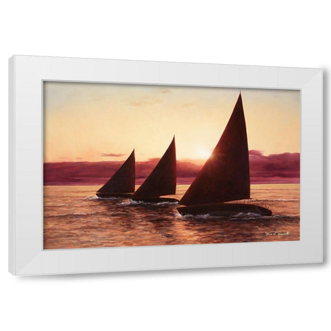 Evening Sails White Modern Wood Framed Art Print by Romanello, Diane