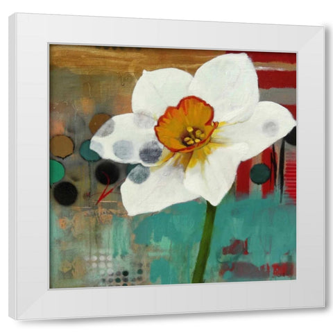 Daffodil Mannerisms White Modern Wood Framed Art Print by Rasmusson, Jennifer