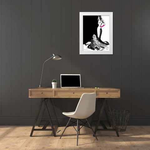 Ball Gown White Modern Wood Framed Art Print by Ramdeen, Aasha