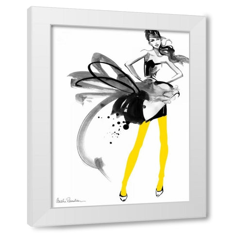 Yellow Tights White Modern Wood Framed Art Print by Ramdeen, Aasha