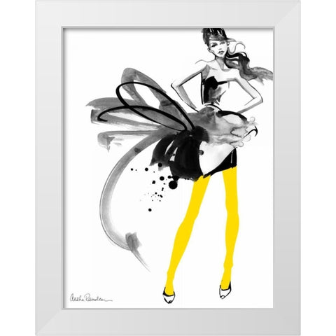 Yellow Tights White Modern Wood Framed Art Print by Ramdeen, Aasha