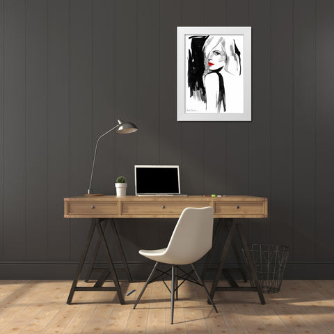 Over the Shoulder White Modern Wood Framed Art Print by Ramdeen, Aasha