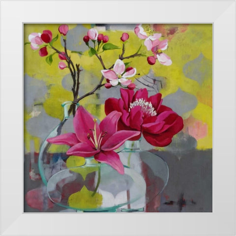 Apple Blossom Trio White Modern Wood Framed Art Print by Rasmusson, Jennifer