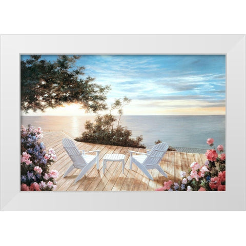 Blue Serenade White Modern Wood Framed Art Print by Romanello, Diane