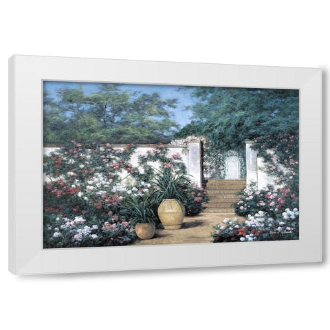 Jardin de Fleur White Modern Wood Framed Art Print by Romanello, Diane