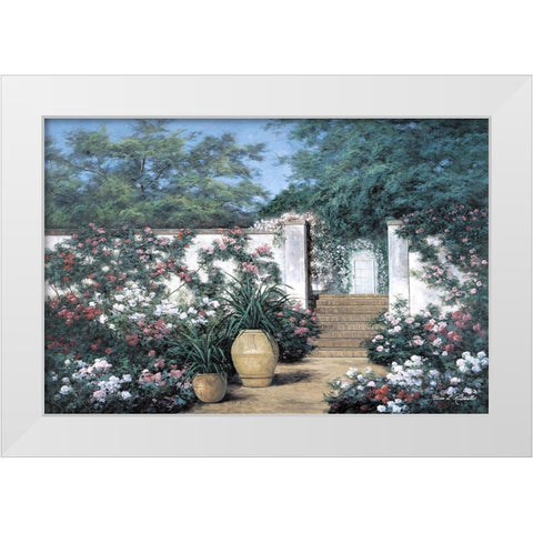 Jardin de Fleur White Modern Wood Framed Art Print by Romanello, Diane