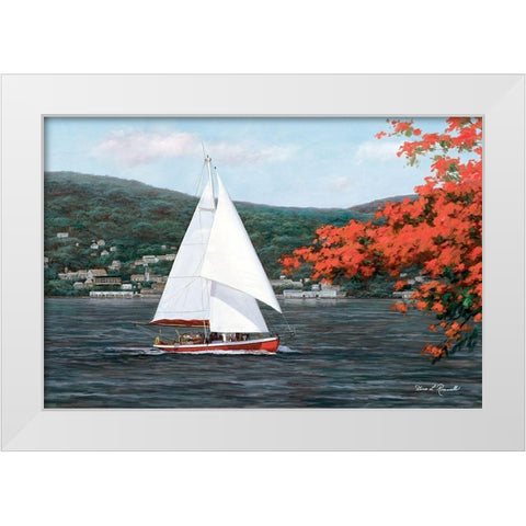 Sail Away White Modern Wood Framed Art Print by Romanello, Diane