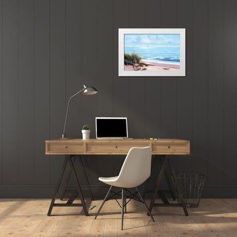 Sandpiper Beach White Modern Wood Framed Art Print by Romanello, Diane