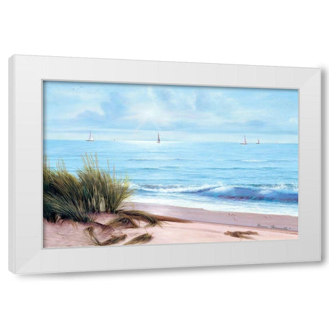 Sandpiper Beach White Modern Wood Framed Art Print by Romanello, Diane