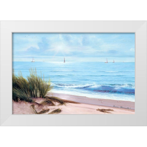 Sandpiper Beach White Modern Wood Framed Art Print by Romanello, Diane