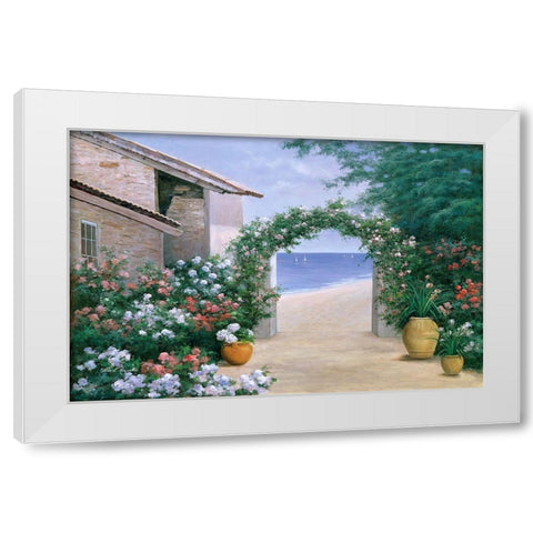 Seaside Trellis White Modern Wood Framed Art Print by Romanello, Diane