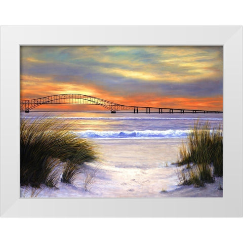 Sunset over Robert Moses White Modern Wood Framed Art Print by Romanello, Diane