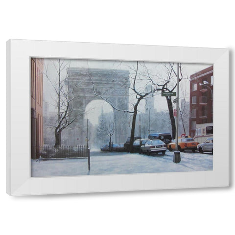 Washington Square White Modern Wood Framed Art Print by Romanello, Diane