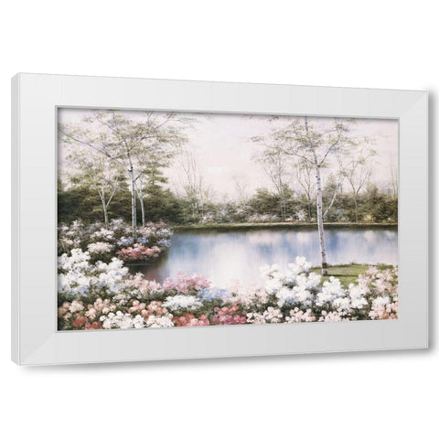 White Birches White Modern Wood Framed Art Print by Romanello, Diane