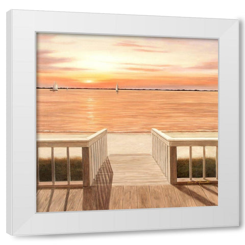 Sunset Deck White Modern Wood Framed Art Print by Romanello, Diane