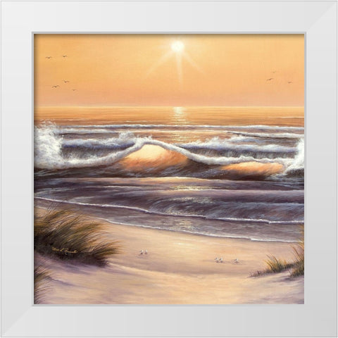 Golden Waves White Modern Wood Framed Art Print by Romanello, Diane