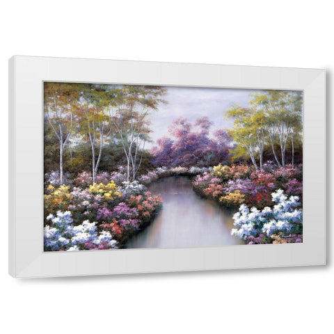Floral Fantasy White Modern Wood Framed Art Print by Romanello, Diane
