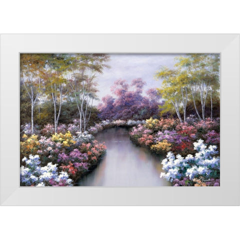 Floral Fantasy White Modern Wood Framed Art Print by Romanello, Diane