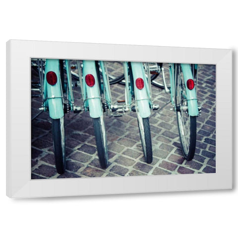 Bicycle Line Up 1 White Modern Wood Framed Art Print by Reiss, Jessica