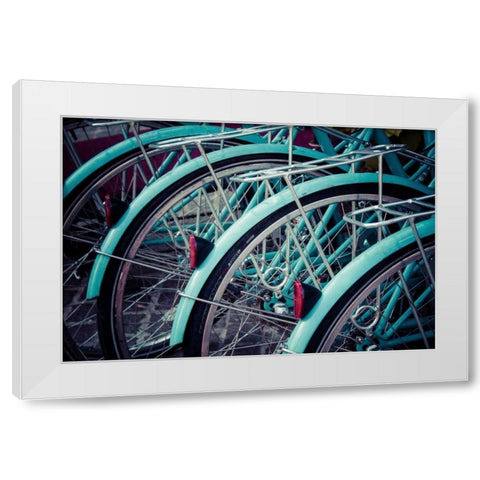 Bicycle Line Up 2 White Modern Wood Framed Art Print by Reiss, Jessica