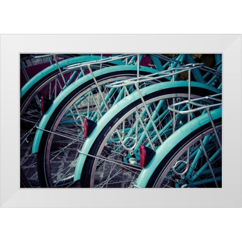 Bicycle Line Up 2 White Modern Wood Framed Art Print by Reiss, Jessica