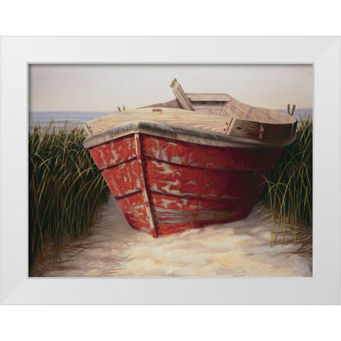 Red Boat White Modern Wood Framed Art Print by Soderlund, Karl