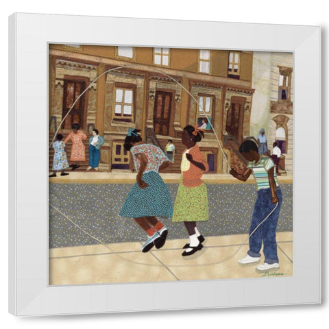 Double Dutch White Modern Wood Framed Art Print by Stephens, Phyllis