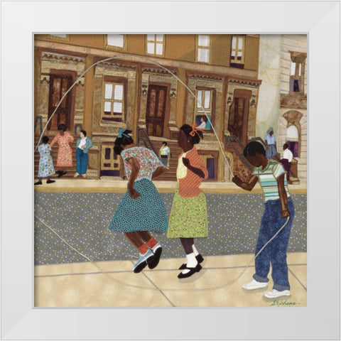 Double Dutch White Modern Wood Framed Art Print by Stephens, Phyllis