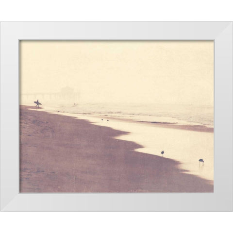 October Swim White Modern Wood Framed Art Print by Soffia, Myan