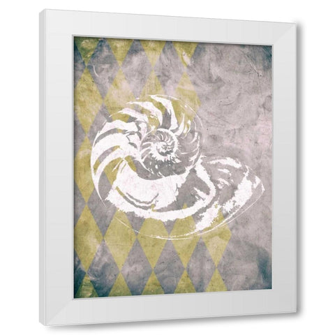 Vintage Harlequin Shell 1 White Modern Wood Framed Art Print by Soave, Alicia