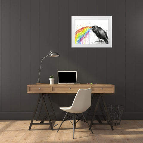 Raven Tastes the Rainbow White Modern Wood Framed Art Print by Shvartsur, Olga