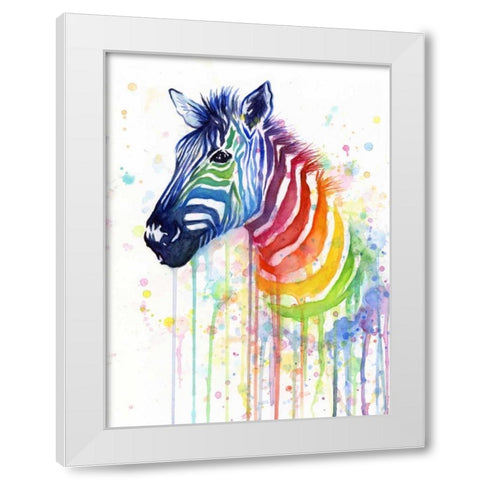 Rainbow Zebra White Modern Wood Framed Art Print by Shvartsur, Olga