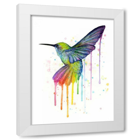 Rainbow Hummingbird White Modern Wood Framed Art Print by Shvartsur, Olga