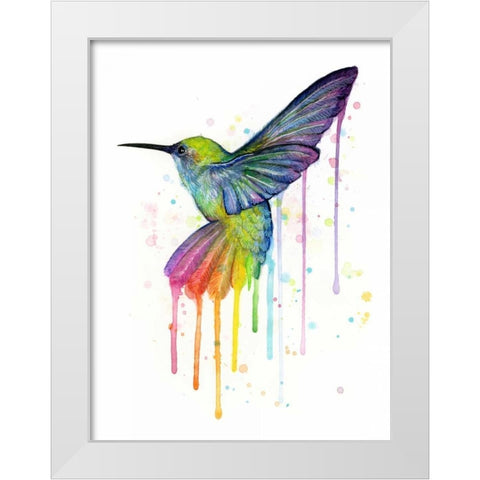 Rainbow Hummingbird White Modern Wood Framed Art Print by Shvartsur, Olga