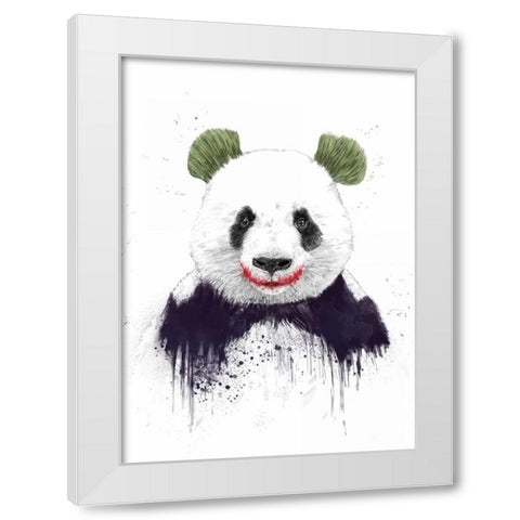 Joker Face White Modern Wood Framed Art Print by Solti, Balazs
