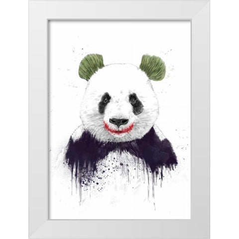 Joker Face White Modern Wood Framed Art Print by Solti, Balazs
