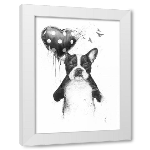 My Heart Goes Boom White Modern Wood Framed Art Print by Solti, Balazs