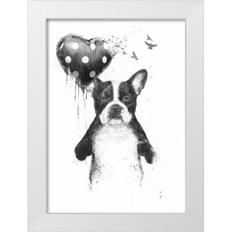 My Heart Goes Boom White Modern Wood Framed Art Print by Solti, Balazs