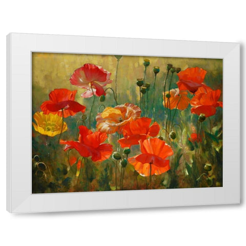 Poppy Fields White Modern Wood Framed Art Print by Styles, Emma