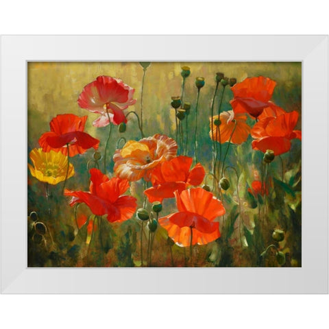 Poppy Fields White Modern Wood Framed Art Print by Styles, Emma