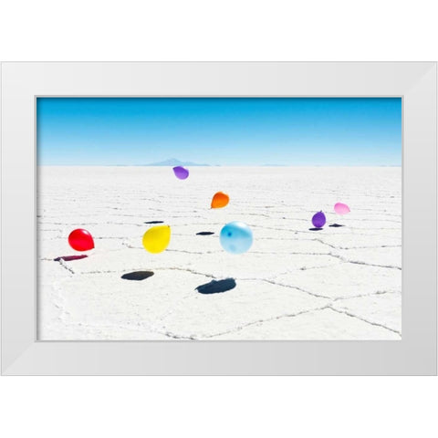 Balloons Three, Salar de Uyuni, Bolivia White Modern Wood Framed Art Print by Silver, Richard