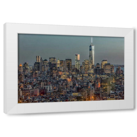 Downtown Skyline 12 White Modern Wood Framed Art Print by Silver, Richard