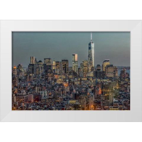 Downtown Skyline 12 White Modern Wood Framed Art Print by Silver, Richard