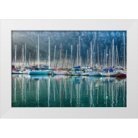 Hout Bay Harbor, Hout Bay South Africa White Modern Wood Framed Art Print by Silver, Richard