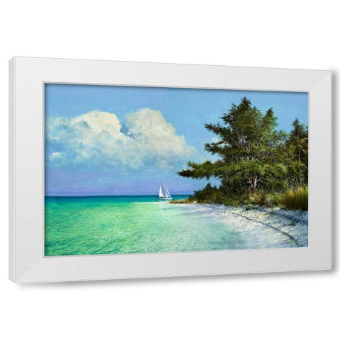 Cayo Costa Beach White Modern Wood Framed Art Print by Sullivan, Kent